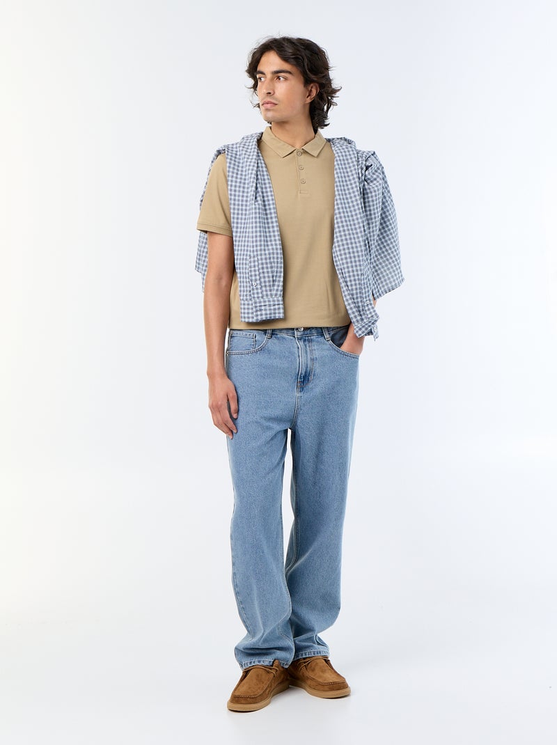 Jersey-Polo mit Knopfleiste Beige - Kiabi