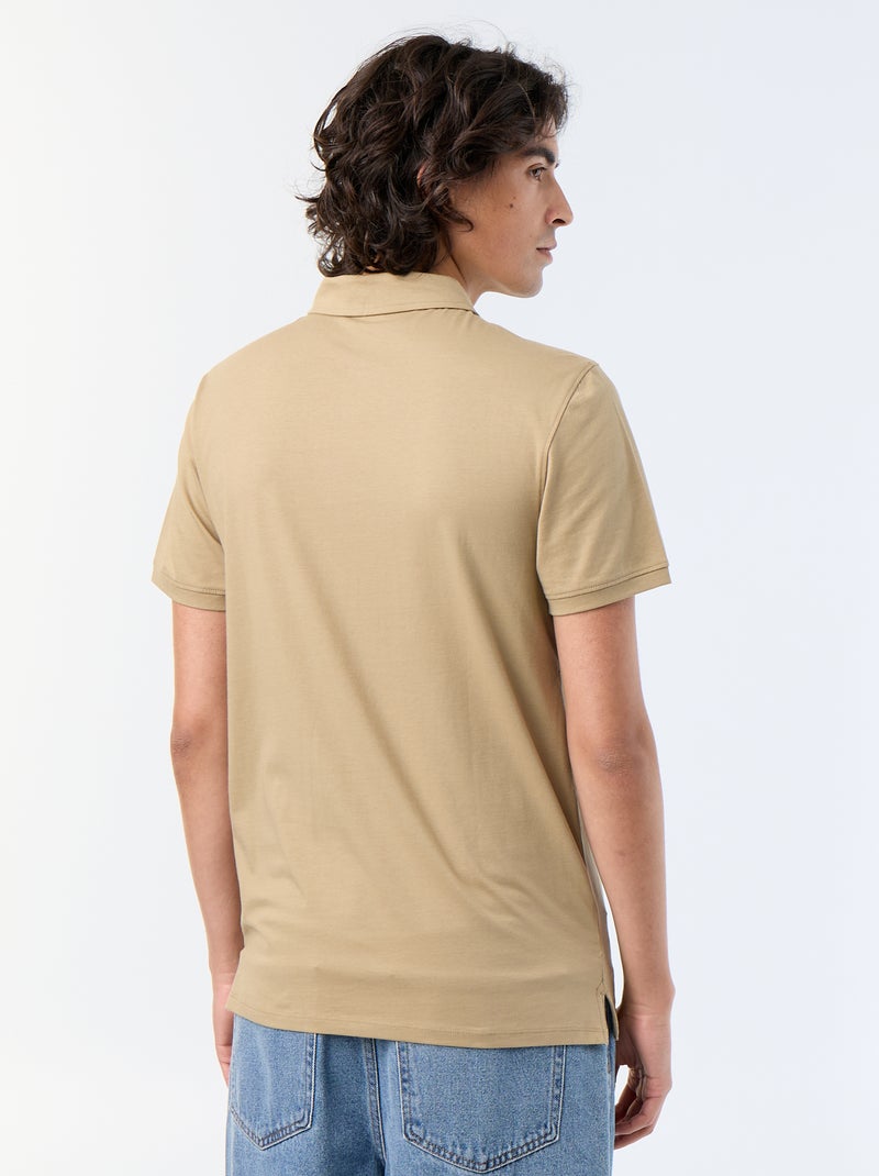Jersey-Polo mit Knopfleiste Beige - Kiabi