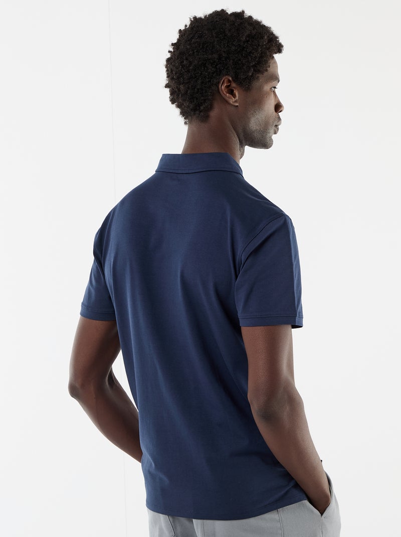 Jersey Polo Shirt with Buttoned Collar Black - Kiabi
