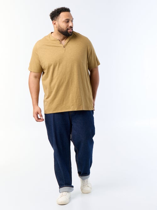 Jersey-T-Shirt mit Henley-Ausschnitt und kurzen Ärmeln - Kiabi