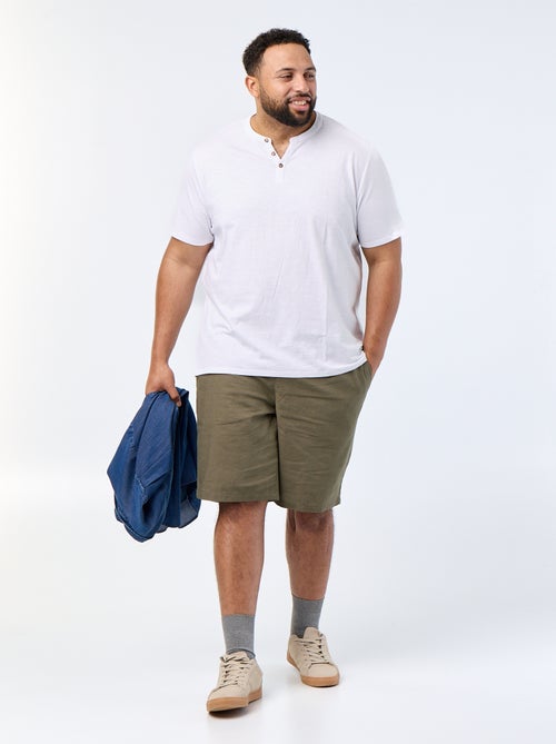 Jersey-T-Shirt mit Henley-Ausschnitt und kurzen Ärmeln - Kiabi