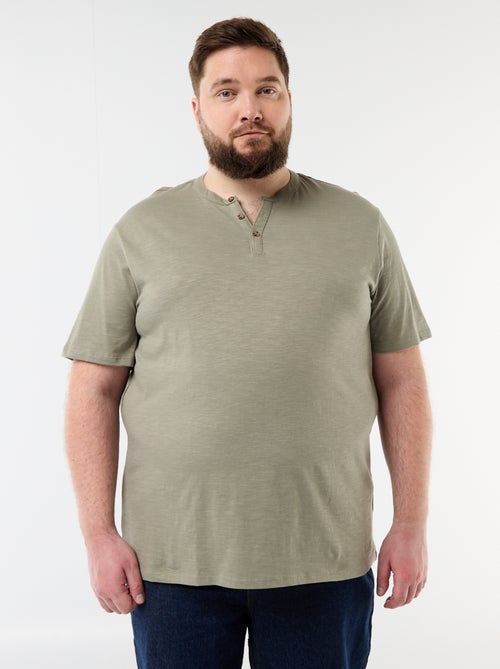 Jersey-T-Shirt mit Henley-Kragen und kurzen Ärmeln - Kiabi