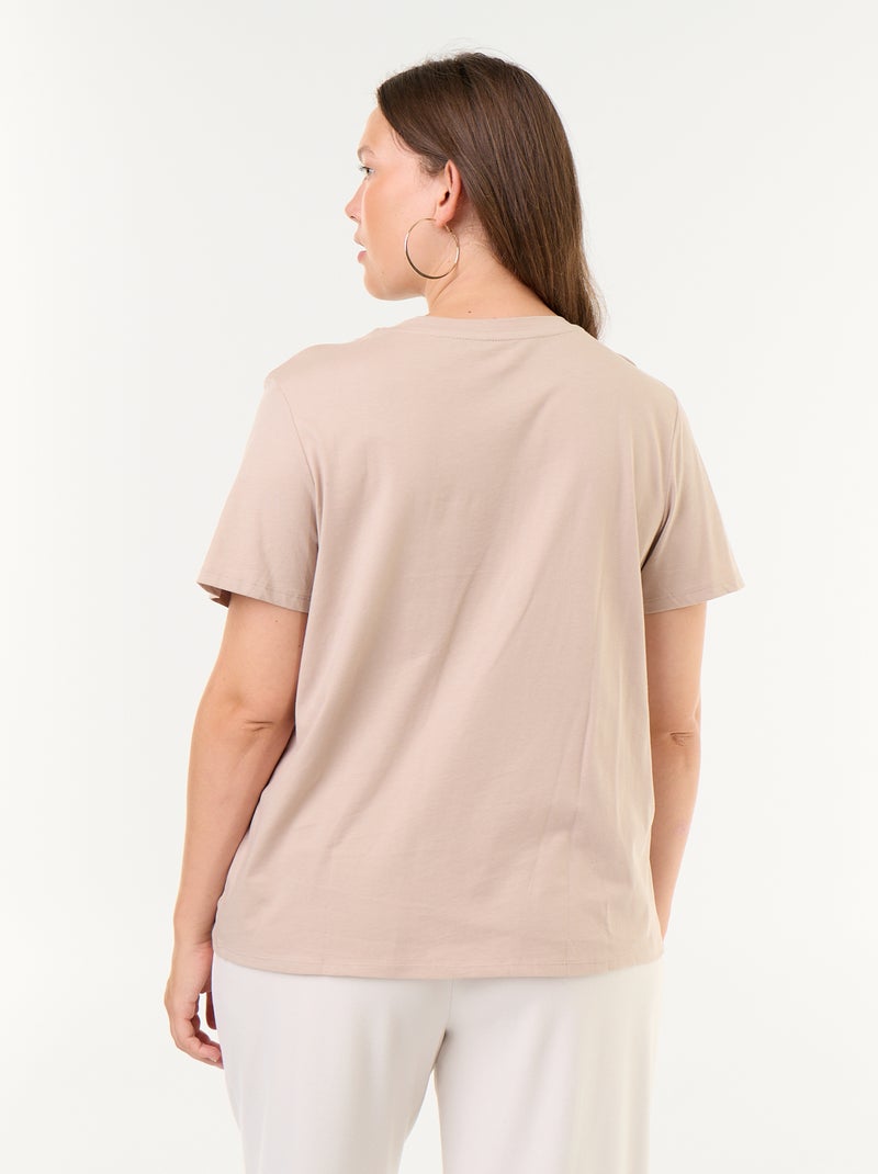 Jersey-T-Shirt mit kurzen Ärmeln Beige - Kiabi