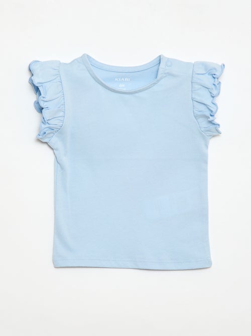 Jersey-T-Shirt mit kurzen Rüschenärmeln - Kiabi