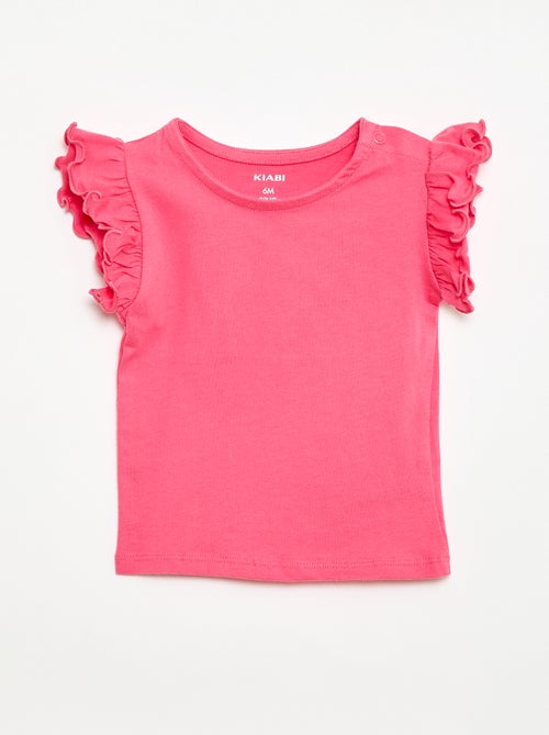 Jersey-T-Shirt mit kurzen Rüschenärmeln - Kiabi