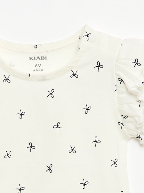 Jersey-T-Shirt mit kurzen Rüschenärmeln - Kiabi