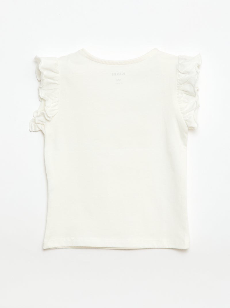 Jersey-T-Shirt mit kurzen Rüschenärmeln Weiß - Kiabi