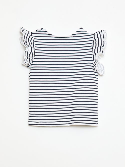 Jersey-T-Shirt mit kurzen Rüschenärmeln - Kiabi