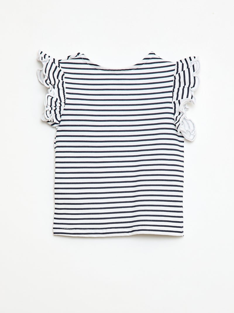Jersey-T-Shirt mit kurzen Rüschenärmeln Weiß - Kiabi