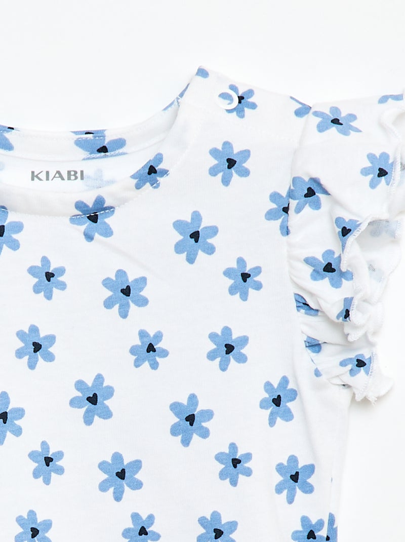 Jersey-T-Shirt mit kurzen Rüschenärmeln Weiß - Kiabi