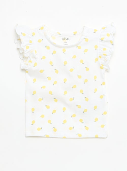 Jersey-T-Shirt mit kurzen Volantärmeln - Kiabi