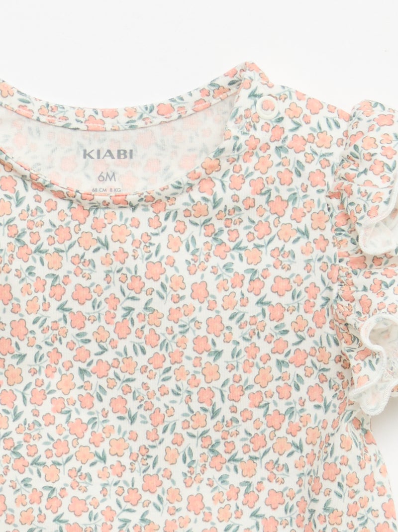 Jersey-T-Shirt mit Rüschenärmeln Weiß - Kiabi