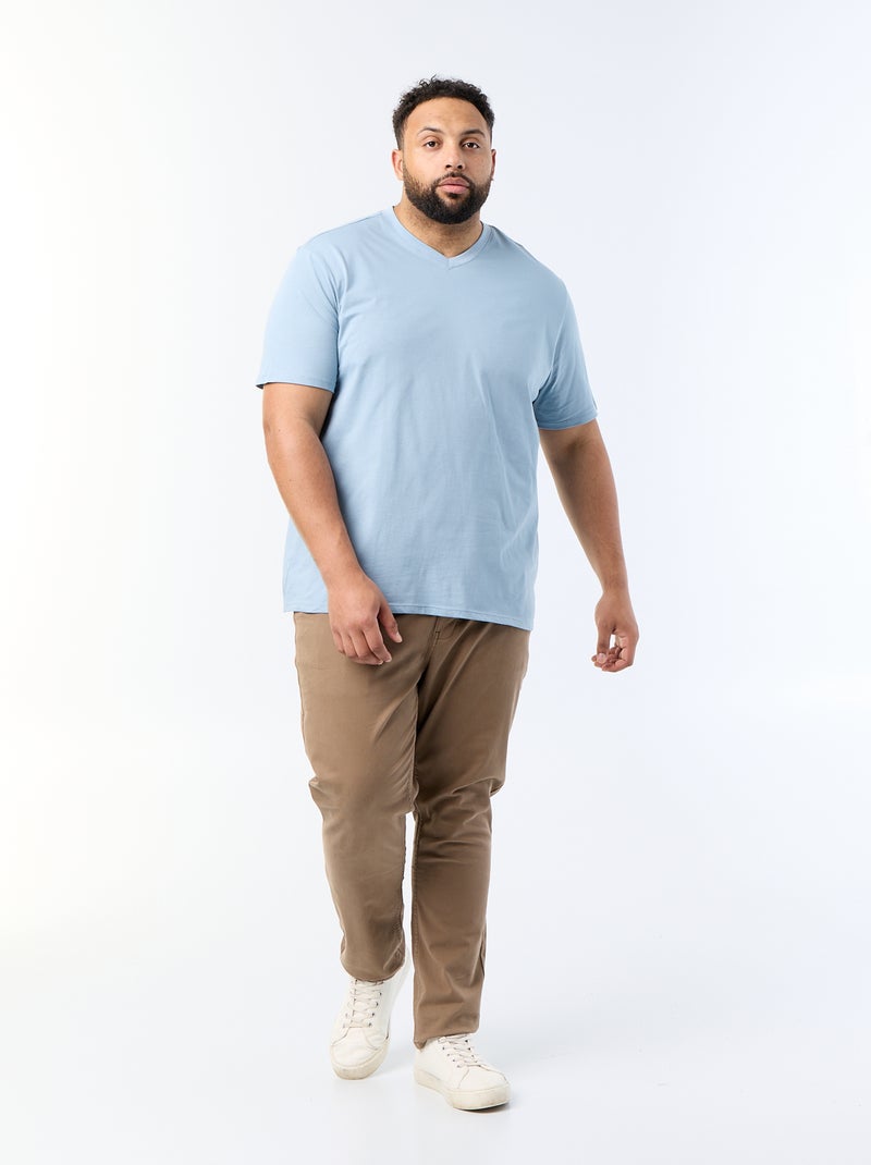 Jersey-T-Shirt mit V-Ausschnitt Blau - Kiabi