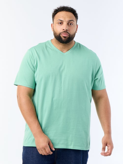 Jersey-T-Shirt mit V-Ausschnitt - Kiabi