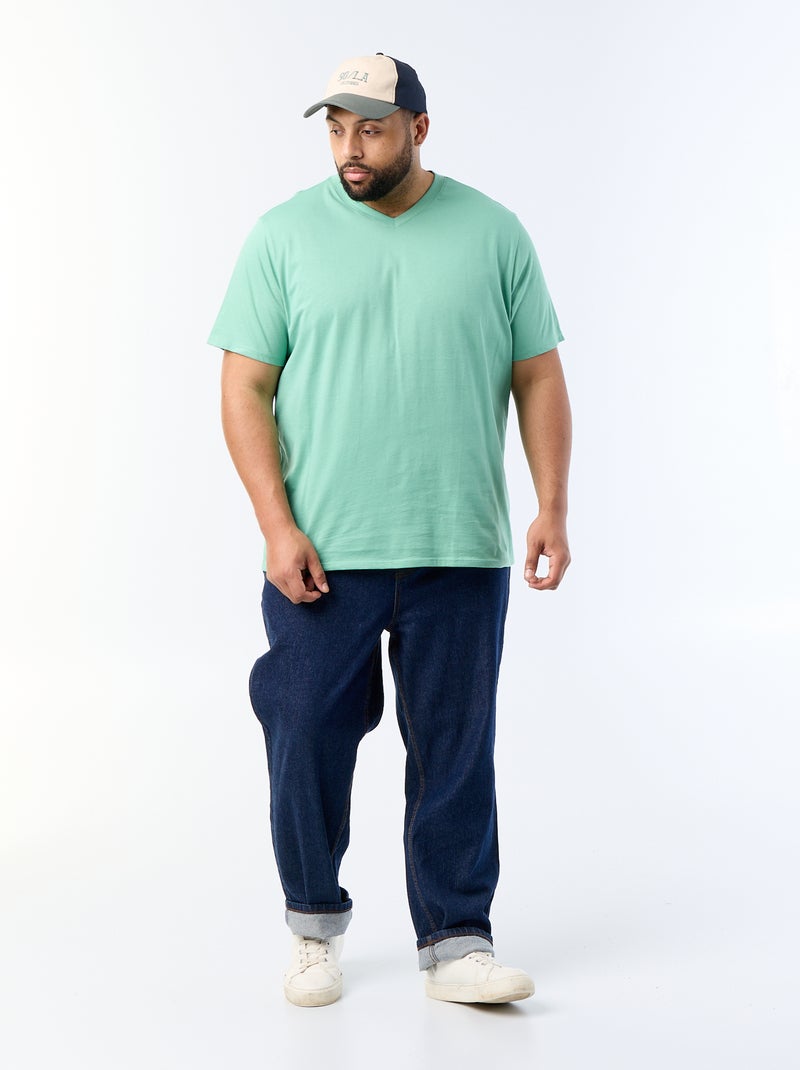 Jersey-T-Shirt mit V-Ausschnitt Grün - Kiabi