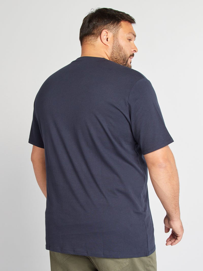 Jersey-T-Shirt mit V-Ausschnitt Marineblau - Kiabi
