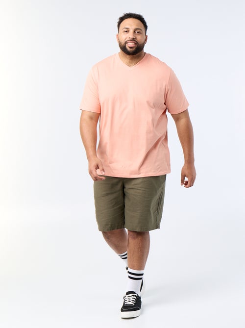 Jersey-T-Shirt mit V-Ausschnitt - Kiabi