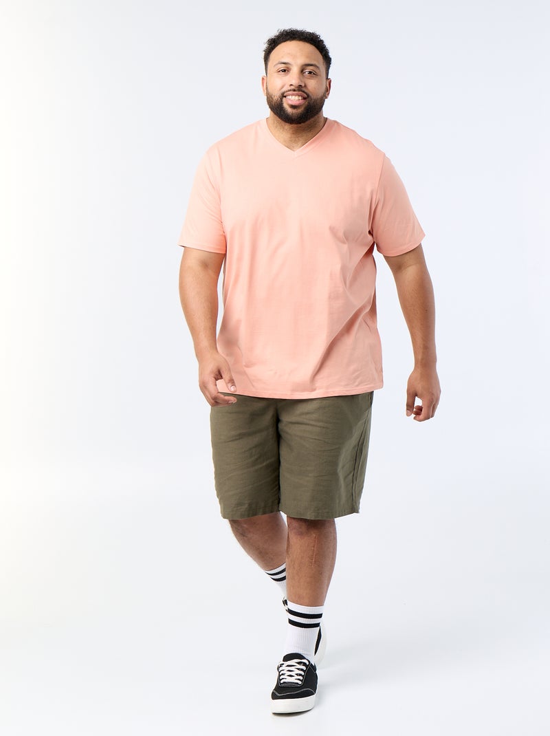 Jersey-T-Shirt mit V-Ausschnitt Orange - Kiabi