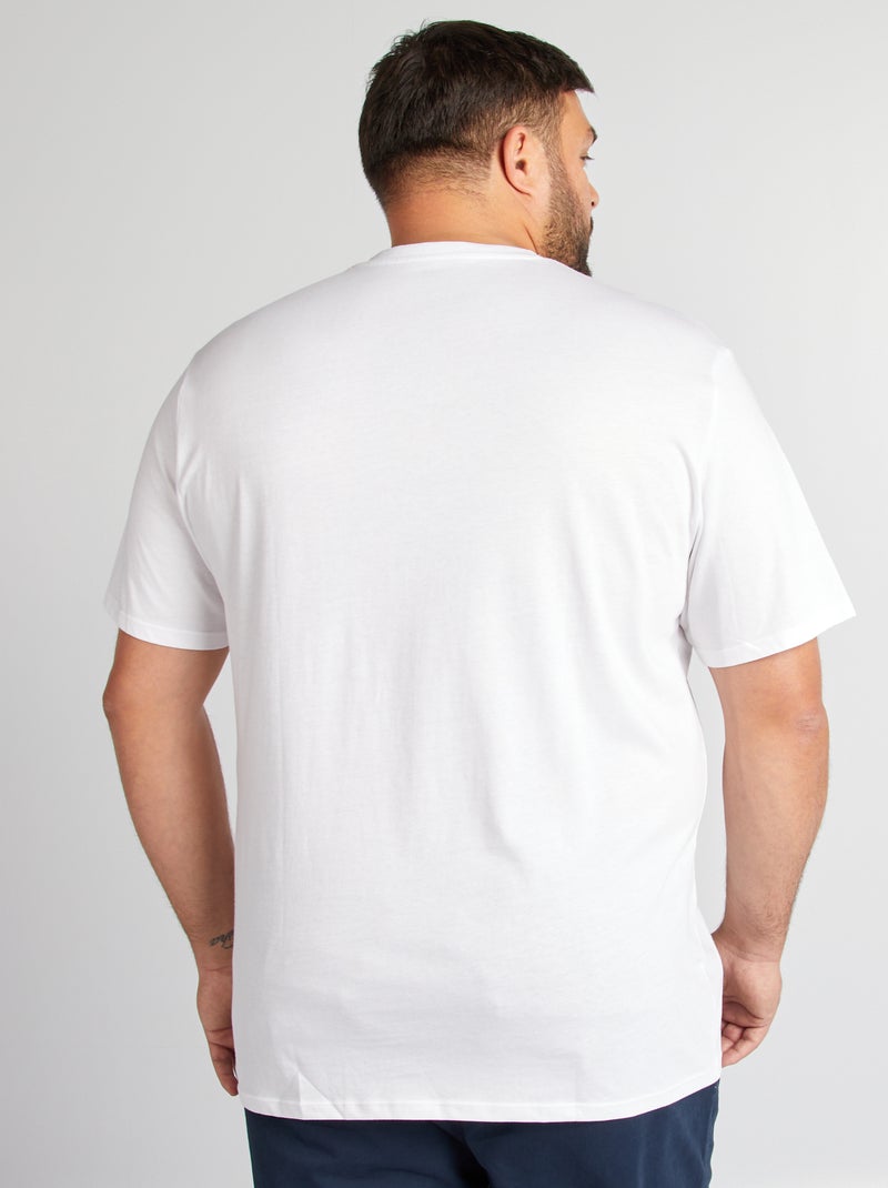 Jersey-T-Shirt mit V-Ausschnitt Weiß - Kiabi