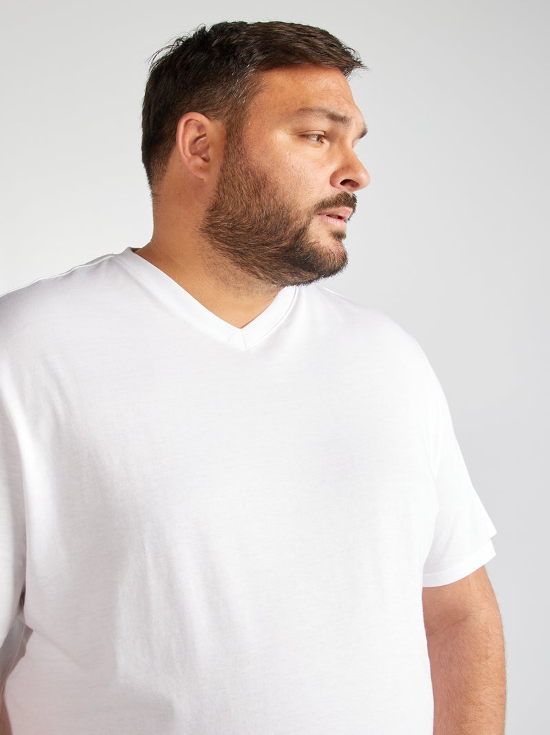 Jersey-T-Shirt mit V-Ausschnitt Weiß - Kiabi
