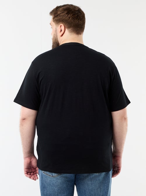 Jersey T-shirt with Henley collar and short sleeves - Kiabi