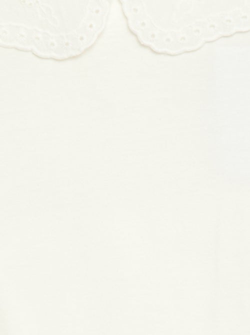 Jersey T-shirt with Round Neck and Broderie Anglaise - Kiabi