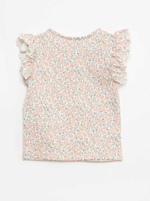 Jersey T-shirt with ruffled short sleeves - Kiabi