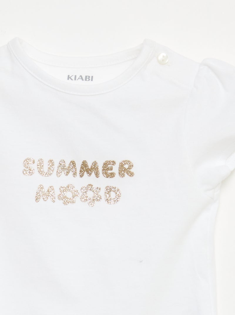 Jersey T-shirt with short sleeves White - Kiabi