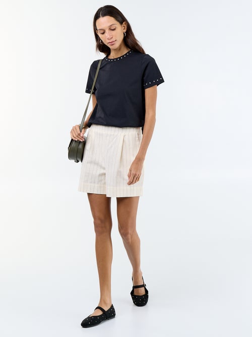 Jersey T-Shirt with Studs on Collar and Sleeves - Kiabi