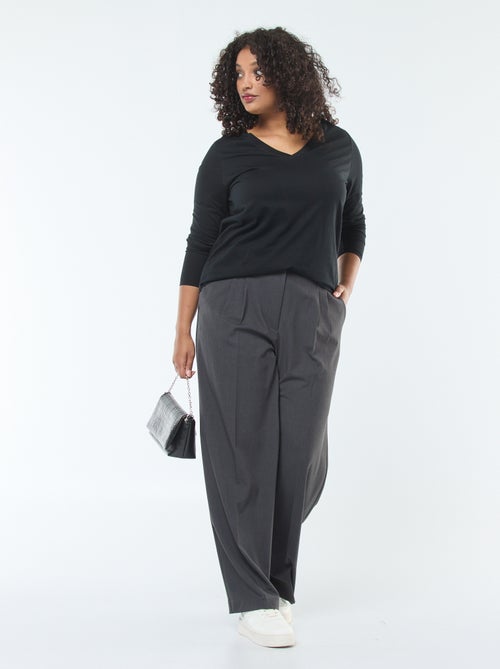 Jersey V-neck Long-Sleeve T-shirt - Kiabi