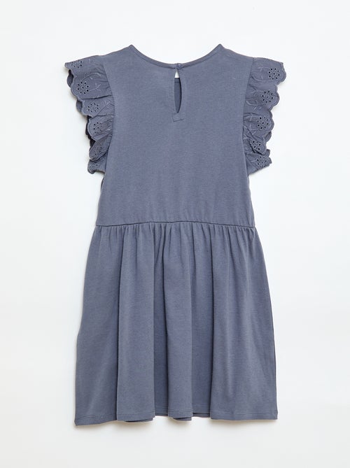 Jerseykleid mit kurzen Ärmeln aus Lochstickerei - Kiabi