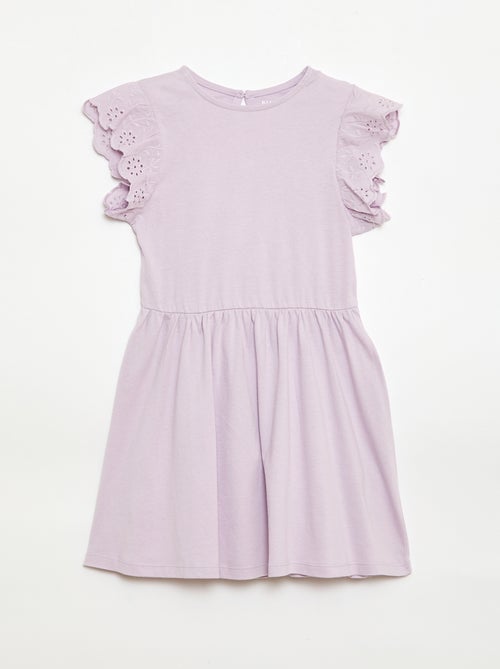 Jerseykleid mit kurzen Ärmeln aus Lochstickerei - Kiabi
