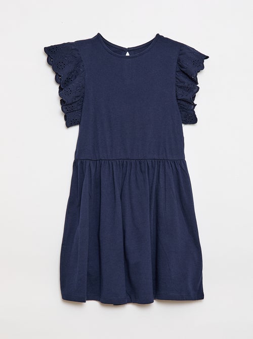 Jerseykleid mit kurzen Ärmeln aus Lochstickerei - Kiabi