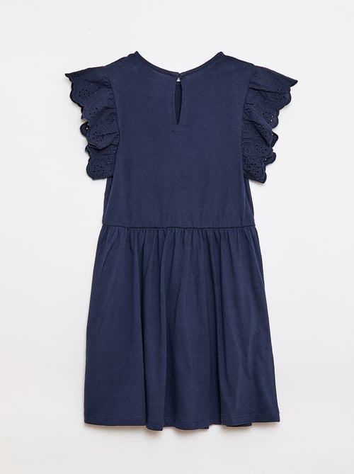 Jerseykleid mit kurzen Ärmeln aus Lochstickerei - Kiabi