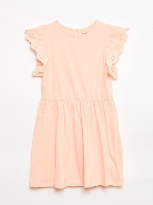 Jerseykleid mit kurzen Ärmeln aus Lochstickerei - Kiabi