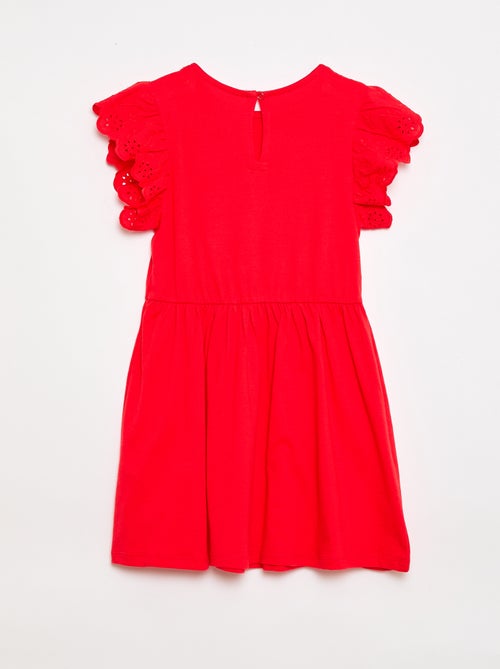 Jerseykleid mit kurzen Ärmeln aus Lochstickerei - Kiabi