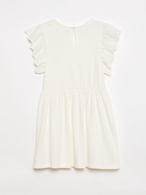 Jerseykleid mit kurzen Ärmeln aus Lochstickerei - Kiabi
