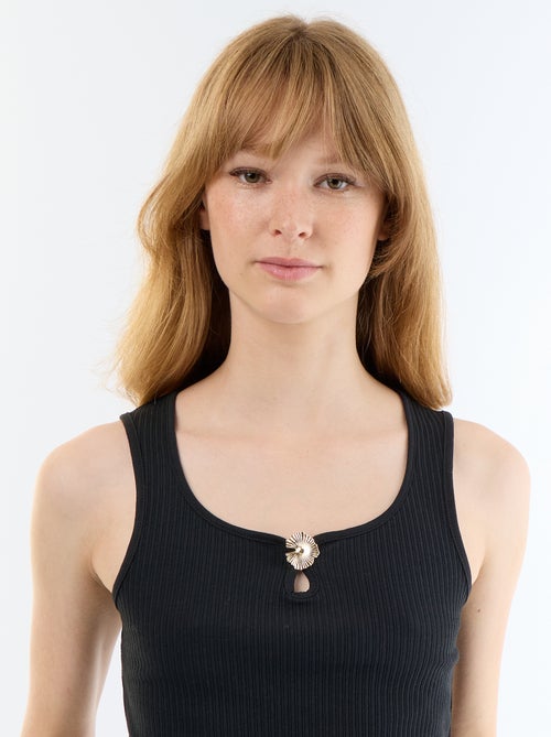 Jeweled Ribbed Sleeveless Tank Top - Kiabi