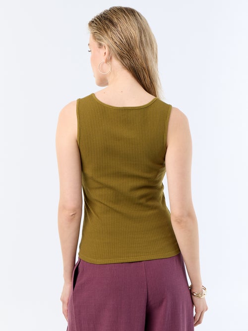 Jeweled Ribbed Sleeveless Tank Top - Kiabi Jeweled Ribbed Sleeveless Tank Top - Kiabi
