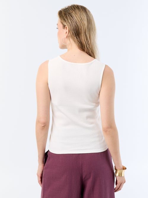 Jeweled Ribbed Sleeveless Tank Top - Kiabi