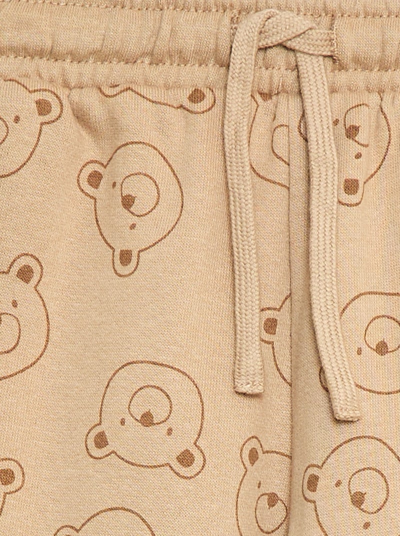 Joggers in felpa con tasca a marsupio e orecchie decorative Beige - Kiabi