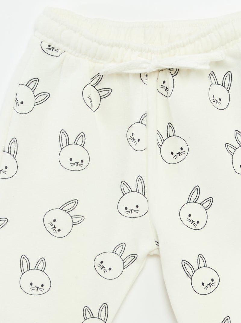 Joggers in felpa con tasca a marsupio e orecchie fantasiose Bianco - Kiabi