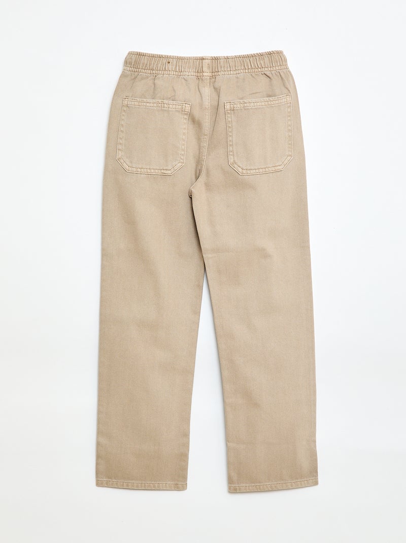 Joggers with Elasticated Waistband and Drawstring Beige - Kiabi