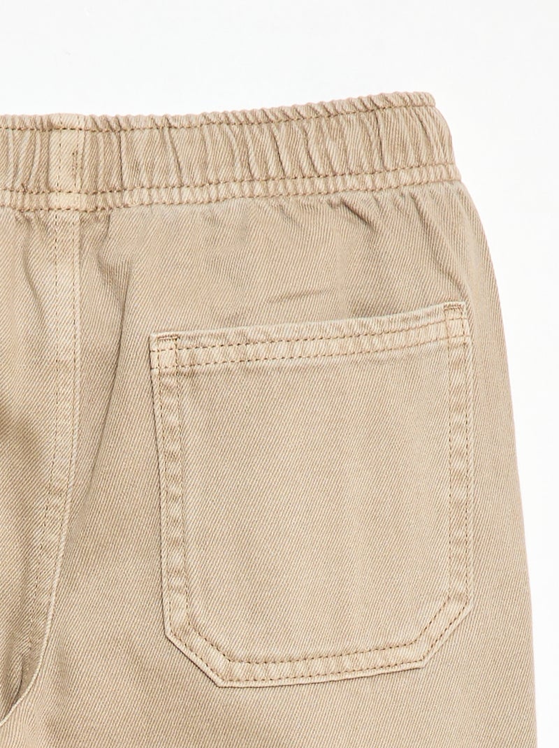 Joggers with Elasticated Waistband and Drawstring Beige - Kiabi