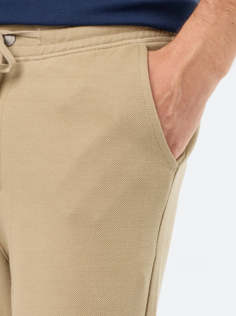 Jogging en maille piquée Beige - Kiabi