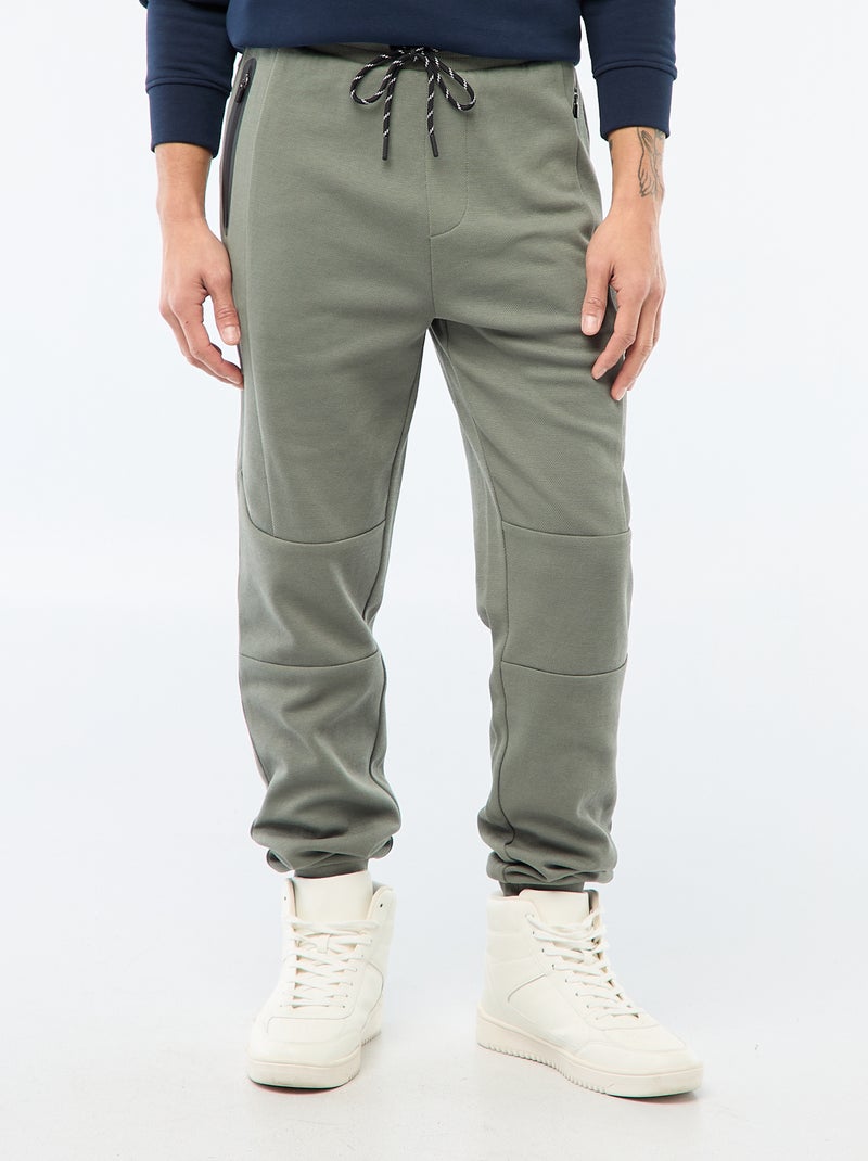 Jogging en maille piquée Kaki - Kiabi