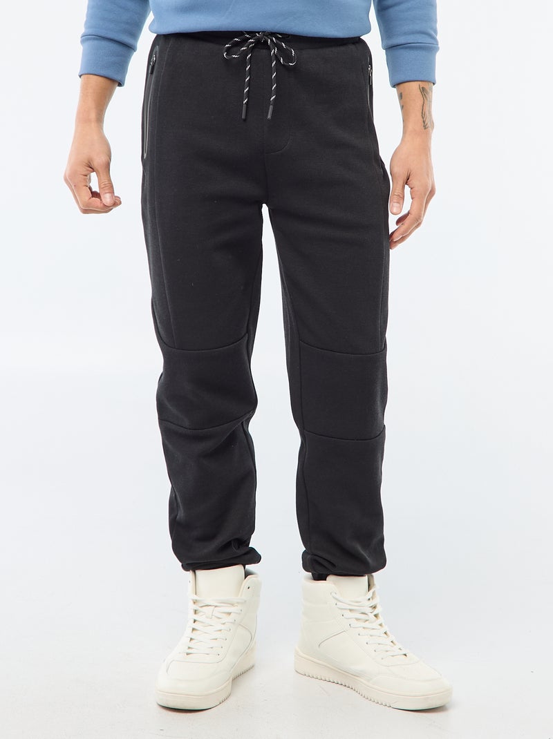 Jogging en maille piquée Noir - Kiabi