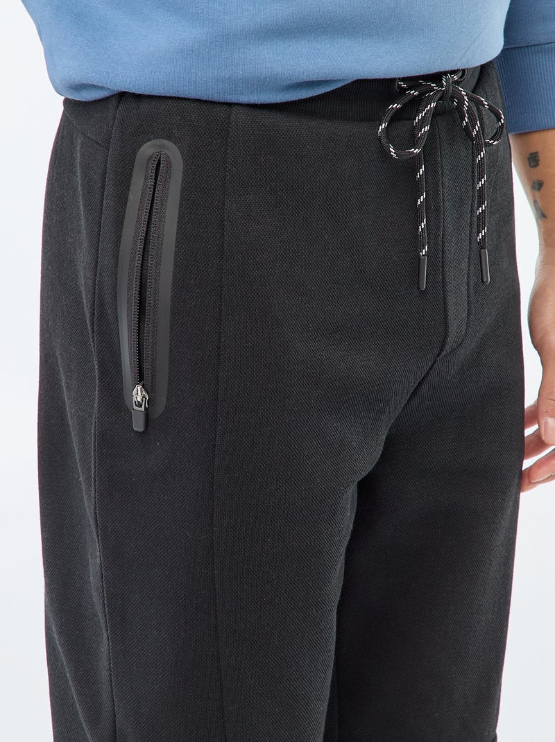 Jogging en maille piquée Noir - Kiabi