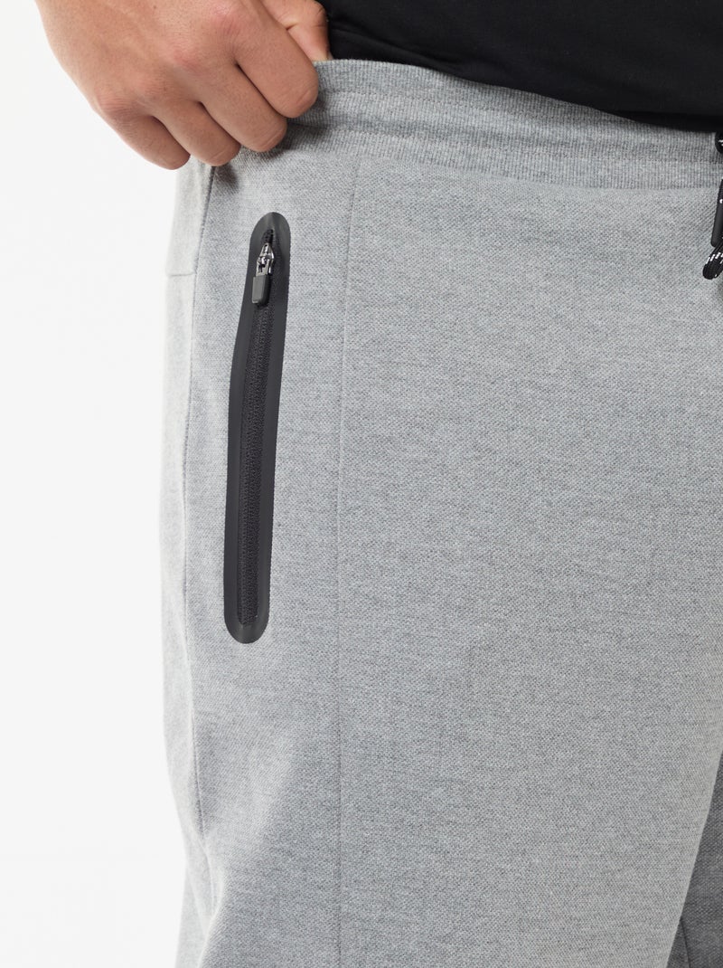 Jogging en maille piquée unie en coton Gris - Kiabi