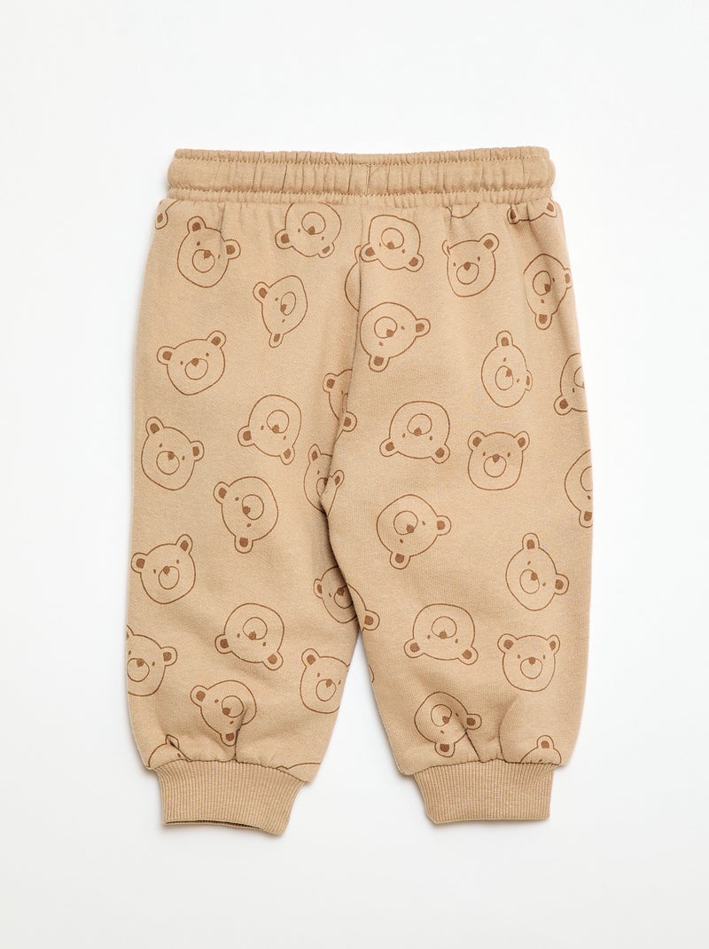 Jogging en molleton fantaisie Beige - Kiabi